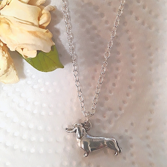 Hand Crafted Other - Doxie Dog Handmade Silver Charm Pendant Necklace 18"-22" chain lobster c…